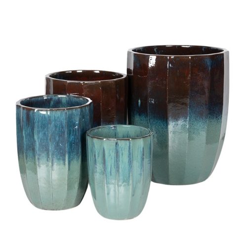 Harlow Rib Vase kerámia növénytartó szett vörös-türkiz 31x40-56x71cm S4