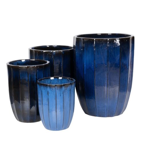 Harlow Rib Vase kerámia növénytartó szett királykék 31x40-56x71cm S4
