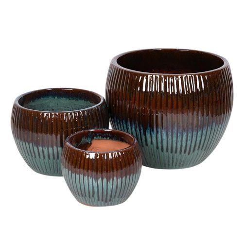 Sienna Globe kerámia növénytartó szett vörös-türkiz 25x18-43x35cm S3