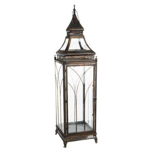 fém lámpás bronz 26x26x95cm