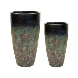  Adelaide Vase Giant kerámia növénytartó szett savmaratott zöldesbarna 30x65-46x90cm S2