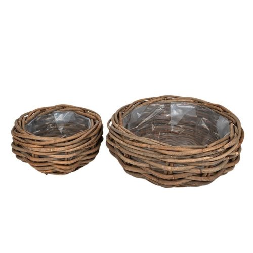 rattan ültetőtál szett barna 60x24cm S/2 VD-300982