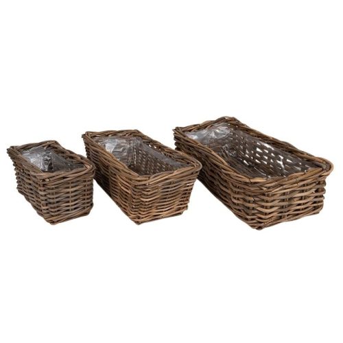 szögletes rattan balkonláda szett barna 50x25x15cm S/3 VD-900007S3