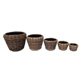 Drypot rattan kaspó szett barna 65x50cm S/5 VD-901247S5
