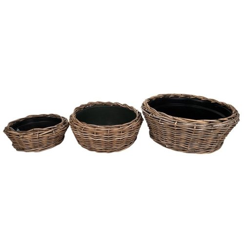 Drypot rattan ültetőtál szett barna 55x24cm S/3 VD-901255S3