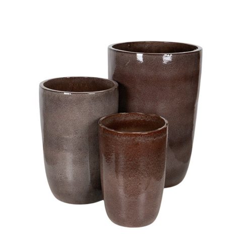 Vase Giant kerámia növénytartó szett rusztikus barna 42x63-65x100cm S3