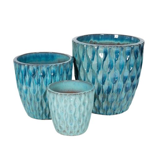 Riviera Classic kerámia növénytartó szett azúrkék 29x28-48x48cm S3